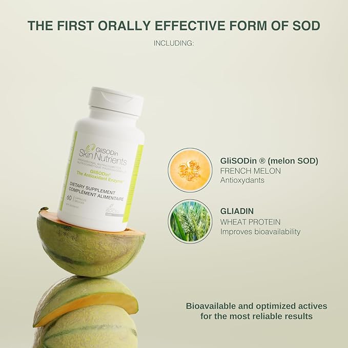 GliSODin Skin Nutrients The Antioxidant Enzyme - Reduces Oxidative Stress - 60 Capsules – 1 Month Supply