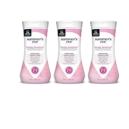 Summers Eve Cleansing Wash, for Sensitive Skin, Simply Sensitive 9 Oz (Pack of 3)