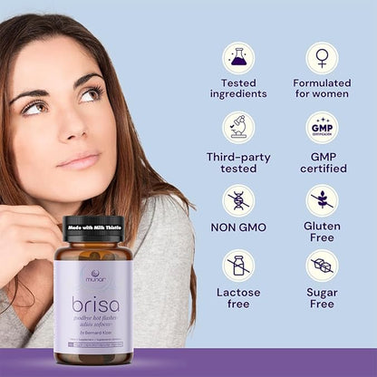Munar Brisa Menopause Support – Hormonal Balance for Women with Milk Thistle, Vitex, Black Cohosh and Rhubarb. Reduces Hot Flashes, Boosts Energy, Liver Detox – 30-Day Supply (60 Capsules)