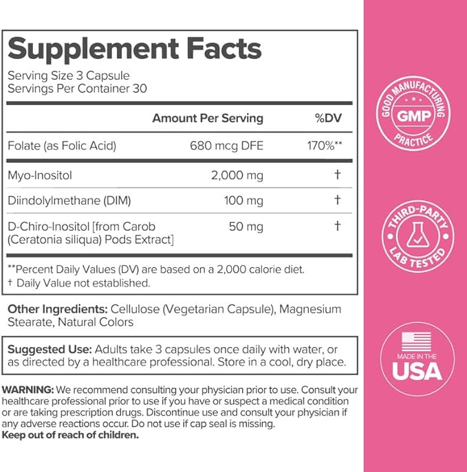 O Positiv FLO Ovarian Health Support - Hormone Balance for Women, Supplement with DIM, Myo & D-Chiro Inositol, Folic Acid - Supports Healthy Ovulation, Cycle Regularity - 30 Servings
