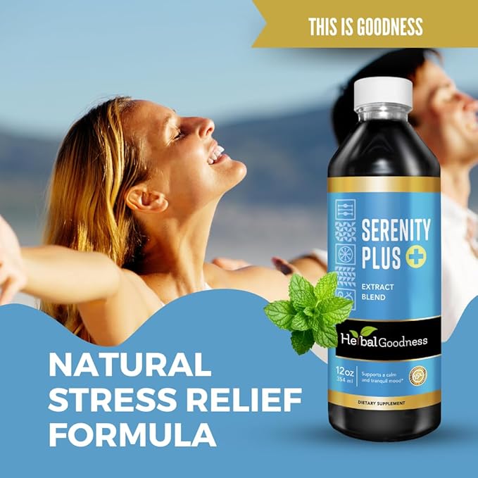 Herbal Goodness Serenity Liquid Extract – Chamomile, Lemon Balm, Valerian Root & Guava Leaf | Natural Calm Sleep Aid for Adults | Relaxing Botanical Blend for Calm, Rest & Wind-Down Support | 12 fl oz
