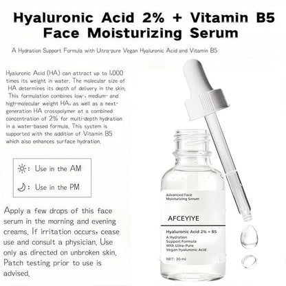 Hyaluronic Acid 2% + Vitamin B5 Face Serum, Moisturizing, Repairing Skin, Anti-aging, Soothing Dry Skin, Enhancing Skin Elasticity, Feminine Plump & Smooth Skin Facial Care Serum