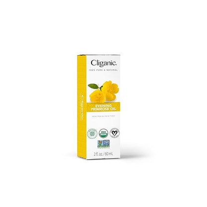 Cliganic Organic Evening Primrose Oil, 100% Pure (2oz) - For Hair & Face | Natural Cold Pressed Unrefined