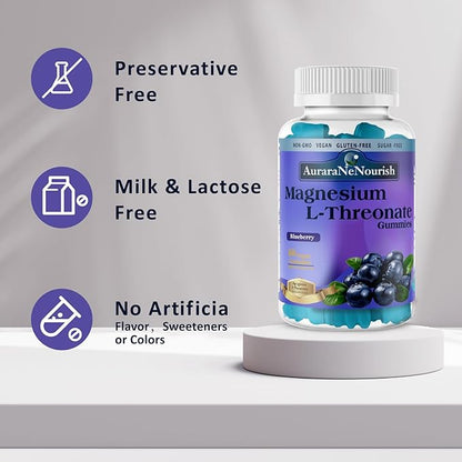 Magnesium L-Threonate Gummies w. Apigenin L-Theanine, Advanced 11-in-1 Magnesium Supplements w. Vitamin D3 K2 B6 for Sleep Cognitive Brain & Relax, High Absortption Magnesium Gummies for Adults & Kids