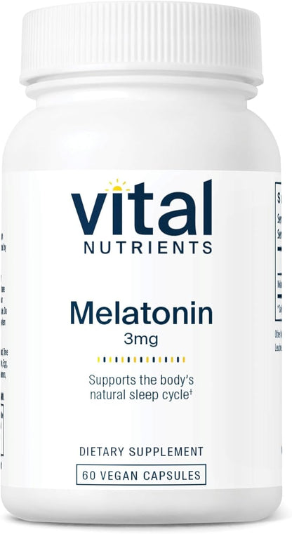 Vital Nutrients Melatonin 3mg - Vegan - Low-Dose Melatonin - Sleep Supplement to Support the Body's Natural Sleep Cycle* - Gluten, Dairy, Soy Free - 60 Capsules