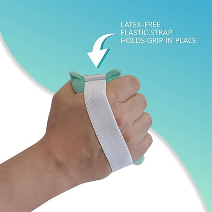 NYOrtho Hand Contracture Cushion 6" x 3" - 2-Pack Palm Grips for Stroke Recovery & Orthopedic Support - Latex-Free, Odor-Control, Sweat-Resistant, Machine Washable Palm Protector with Elastic Strap