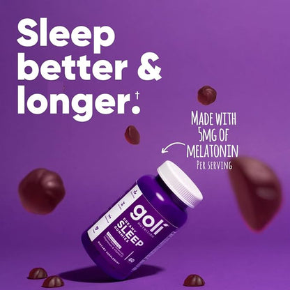 Goli Dreamy Sleep Gummy - 60 Count (Pack of 2) - Melatonin, Vitamin D, Magnesium, and Lemon Balm Extract - Gelatin-Free, Gluten-Free, Vegan & Non-GMO