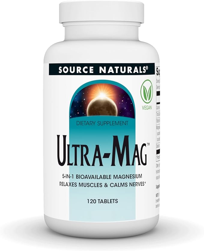 Source Naturals Ultra-Mag, 5 in 1 -Bioavailable Magnesium, Maintains Muscle & Nerve Function* - 120 Vegan Tablets