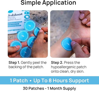 Digestion Patch - Gut Support - Bloat Relief - Ginger Root Extract + Turmeric Extract + Fennel Seed + Dandelion Root + Artichoke Leaf Extract - Vegan & Natural - 30 Patches