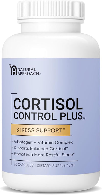 Cortisol Control Plus – Cortisol Supplement for Women & Men, Cortisol Manager for Stress Response Support, Calm Energy, Mood & Restful Sleep – High-Potency Adaptogen + Vitamin Blend – 90 Capsules