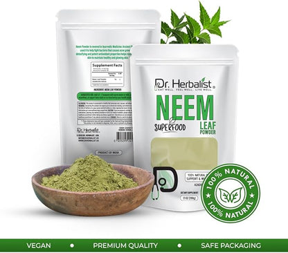 Dr. Herbalist Neem Leaf Powder 200g - Azadirachta Indica for Skin, Hair & Overall Wellness - 100% Natural, Vegan-Friendly & Cruelty-Free