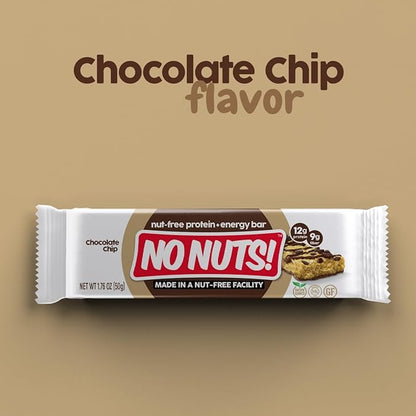 No Nuts! Chocolate Chip Protein Bars 100% Nut-Free & School-Safe | 12g Plant Protein, Vegan, Gluten-Free, Non-GMO, Organic, Kosher | 12 Count