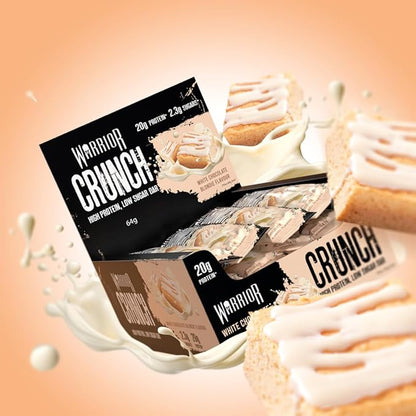 Warrior Crunch High Protein Bars | 20g Protein, Low Carb, Low Sugar, Keto Friendly | Delicious, Chewy, Crispy On The Go Snack | Box of 12 Bars (White Chocolate Blondie)