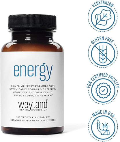 Energy | Complimentary Formula w/Botanically Sourced Caffeine | Complete B-Complex & Energy Supportive Herbs (Pack of 2)