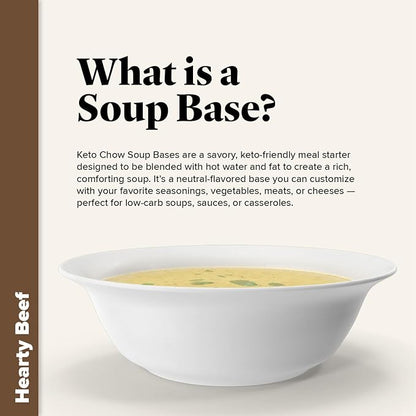Keto Chow Hearty Beef - Keto Soup Base Powder - Nutritionally Complete - Low Carb - Protein Rich - You Choose The Fat - Single Meal