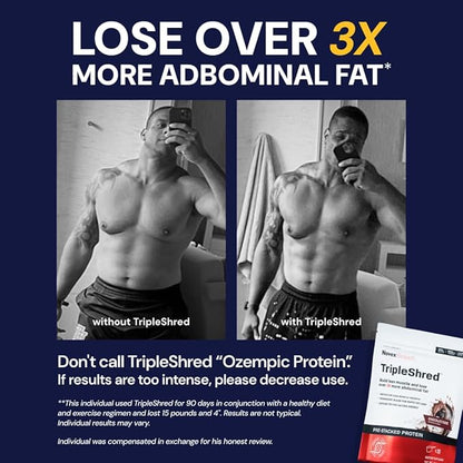 Novex Biotech TripleShred Protein Powder – Lean Muscle & Metabolism Support with Thermogenic Blend, Caffeine, Green Tea & Coffee Bean – Weight Management Formula, Chocolate Fudge, 20 Servings