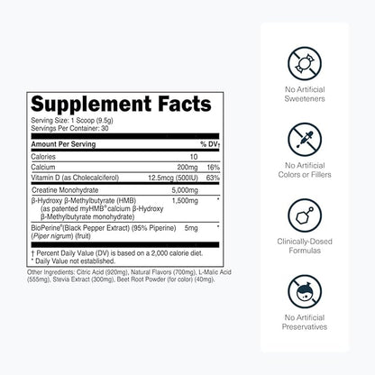 Transparent Labs Creatine HMB - Creatine Monohydrate Powder with HMB for Muscle Growth, Increased Strength, Enhanced Energy Output, and Improved Athletic Performance - 30 Servings, Strawberry Lemonade