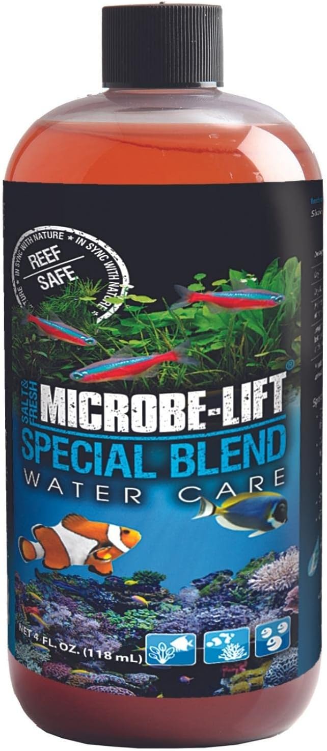 MICROBE-LIFT Special Blend Aquarium Treatment, Fish Tank Water Conditioner for Freshwater and Saltwater Tanks, Helps with Aquarium Algae Control and Odor, 4 Ounces (SBH04)