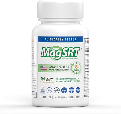 Jigsaw Health MagSRT | Magnesium Supplement with Vitamin B6, Folate & B12 | 60 Tablets | 15 Servings