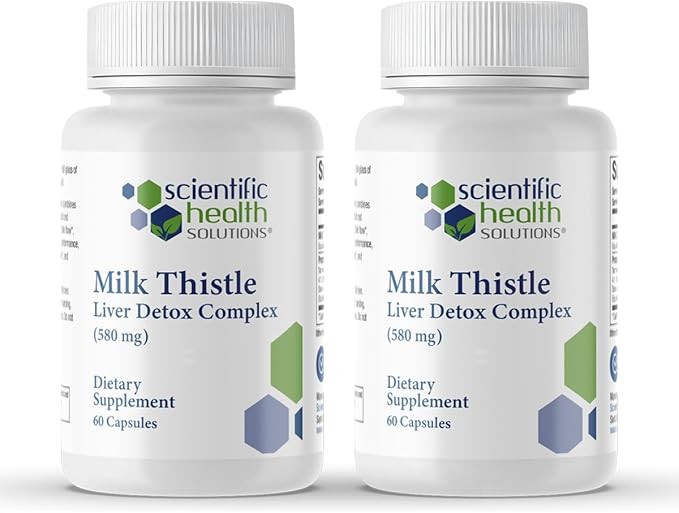 Milk Thistle Liver Detox Complex – Clinical-Grade Liver Support Supplement with Turmeric, Dandelion, Beet, Picrorhiza, Black Pepper – Phase I & II Detox – 60 Capsules – Non-GMO (2-Pack)
