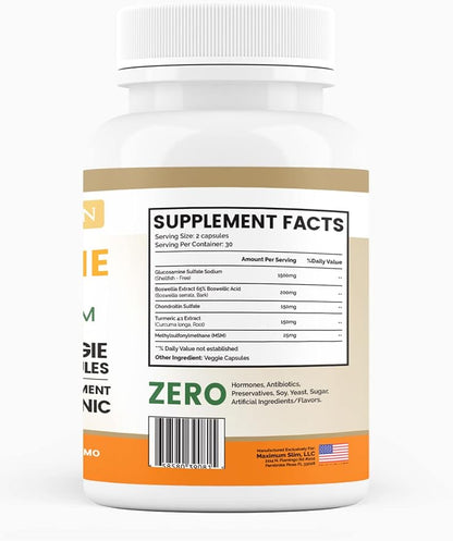 Glucosamine Chondroitin with Turmeric & MSM – Mobility & Flexibility Support – 60 Veggie Capsules