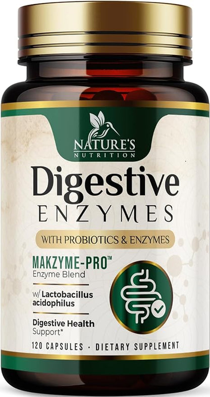 Digestive Enzymes - Super Digestive Multi Enzyme Complex for Bloating & Gut Health Support with Bromelain, Papain, Probiotics & Prebiotics - Digestion Health Support for Women & Men - 120 Capsules