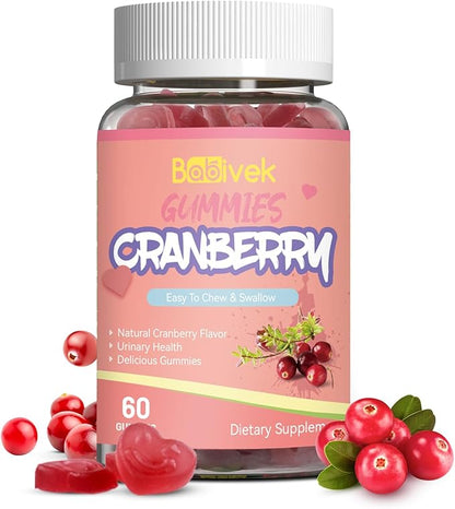 Cranberry Gummies 1000mg, Supplements for Women, with D-Mannose 250mg, Womens Probiotic Gummies, Urinary Tract Health, Cranberry Flavor, NO GMOs, 60 Count