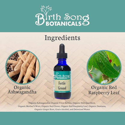 Birth Song Botanicals Fertile Ground Fertility Liquid Tincture, Herbal Supplement to Help Regulate Your Cycle, Balance Hormones, Aid Ovulation, 2oz Bottle
