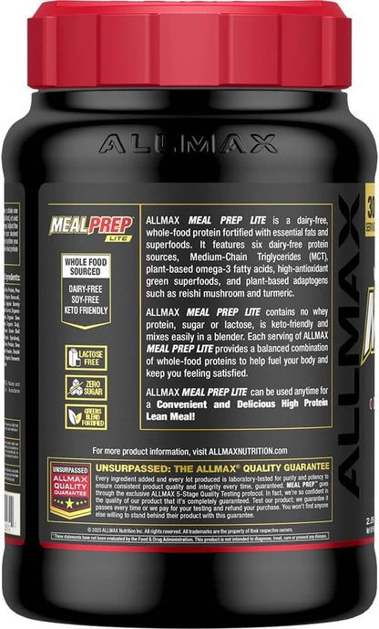 ALLMAX Nutrition MealPrep Lite Whole-Food Protein Powder, Dairy-Free, Keto-Friendly, 23g Protein, 30 Servings (Vanilla Waffle Cone)