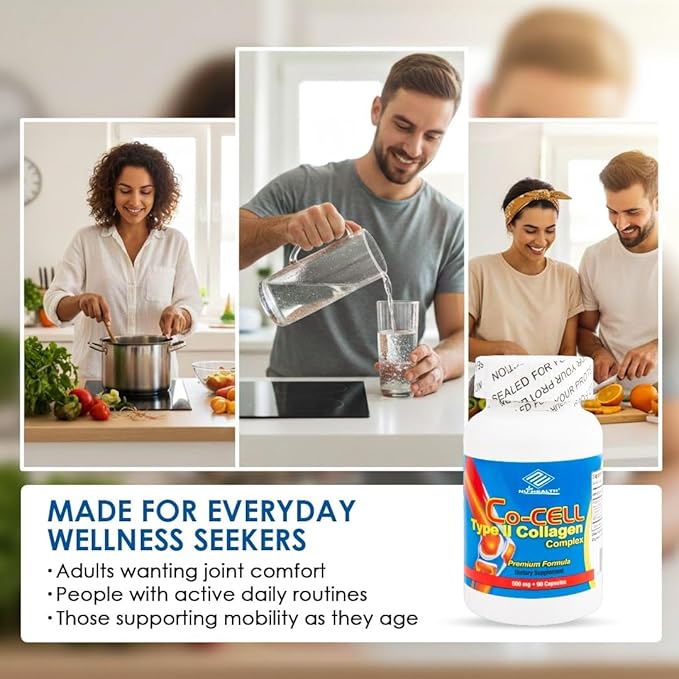 Co-Cell Type II Collagen Supplement | Hydrolyzed Chicken Cartilage with Chondroitin & MSM | Advanced Formula for Joint Care & Skin Support | 90 Capsules