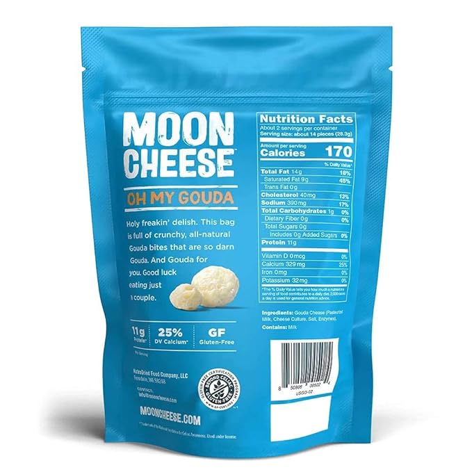 Moon Cheese Oh My Gouda Cheese Bites, 2 Ounce, 3-Pack, Crunchy, Packed With Protein & Calcium, Keto, Gluten Free