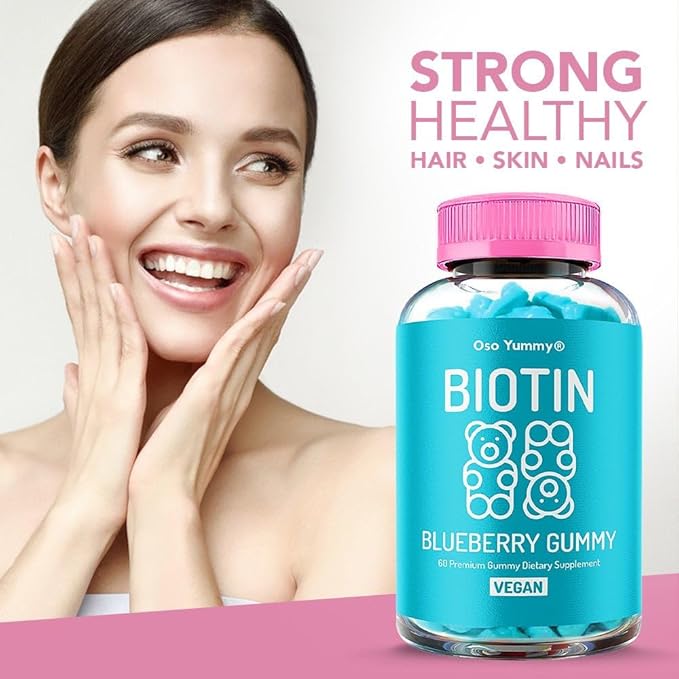 Vegan Hair Skin and Nails Gummies - Biotin Gummies w/Sugar, Bear Shaped Supplement w/ Biotin 5000mg + Vitamins A, C, D, E, B6, B12 + Zinc | Hair Vitamins for Faster Hair Growth for Women & Men