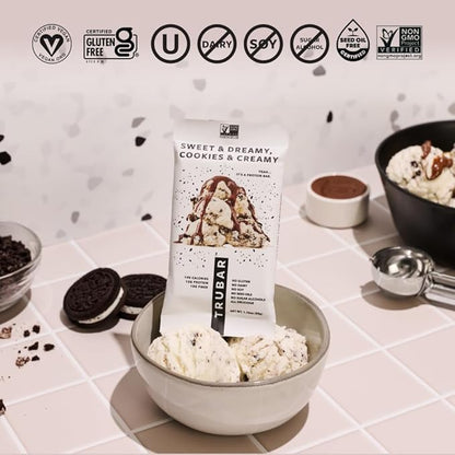 TRUBAR Vegan Protein Bar, Sweet & Dreamy Cookies and Creamy, Gluten Free, Plant Based Protein, Dairy Free, Non GMO, Soy Free, No Sugar Alcohols, 12G Protein, 12G Fiber, 23G Carb,Snack Bars, 12ct