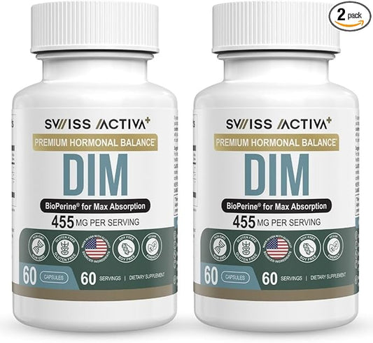 Swiss Activa+ Labs DIM Supplement – Hormone Balance for Women & Men – Estrogen Supplement for Women and Men– Supports Hormonal Acne & Menopause Symptoms| Gluten Free, Non-GMO & Vegan – 120 Days Supply