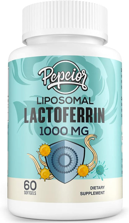 Liposomal Bovine Lactoferrin 1000 mg - Higher Absorption - for Iron Absorption & Immune Function Lactoferrin Supplements for Adults, 60 Softgels