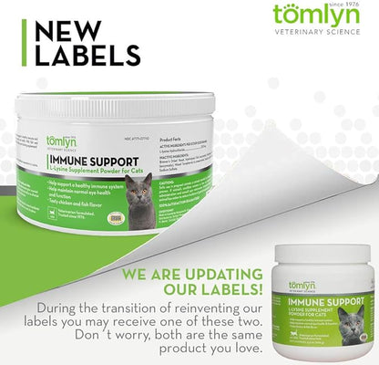 Tomlyn Immune Support Daily L-Lysine Supplement, Fish-Flavored Lysine Powder for Cats and Kittens, 3.5oz