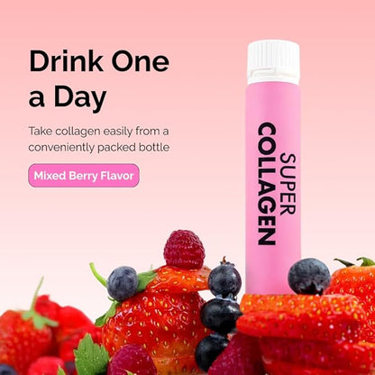 VITALBEAUTIE Super Collagen Drink – 3,500mg Low‑Molecular Fish Collagen (5 Types) – K‑Beauty Liquid Beauty Ampoules, Mixed Berry Flavor (Naturally & Artificially Flavored) – 14 x 25 mL