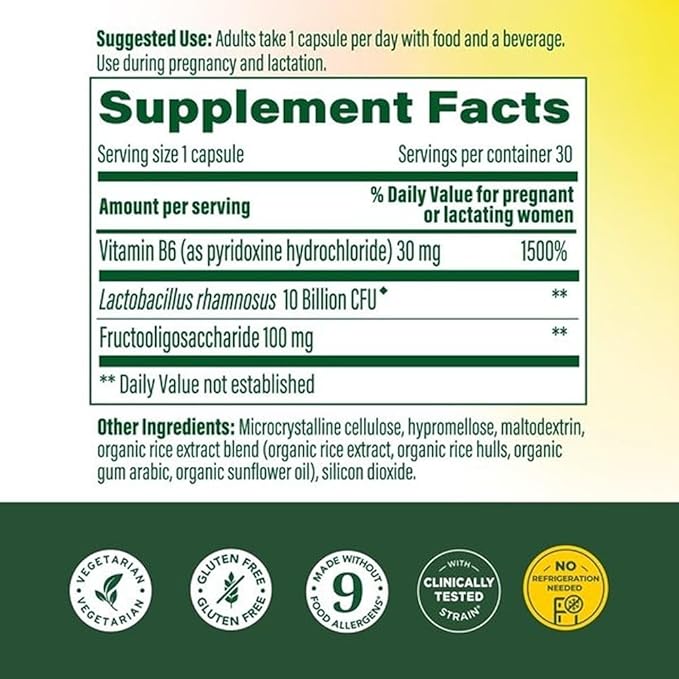 MegaFood Baby & Me 2 Prenatal Probiotic, Vegetarian Pregnancy Prebiotics and Probiotics for Women, Digestive Health & Immune Support with Vitamin B6 for Morning Sickness Relief, 30 Capsules