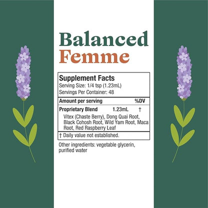 Rejuvica Health Balanced Femme - Menopause Support for Hot Flashes & Female Balance - Liquid Delivery for Better Absorption - Black Cohosh, Dong Quai, Vitex, Maca Root & More!