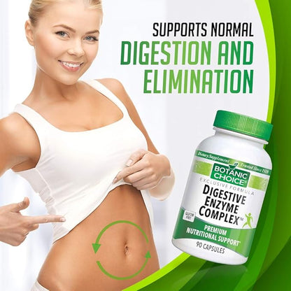 Botanic Choice Digestive Enzyme Complex - Digestive Aid for Healthy Gut Supplement for Better Digestion and Improved Nutrient Absorption to Ease Abdominal Bloating - 90 Pills