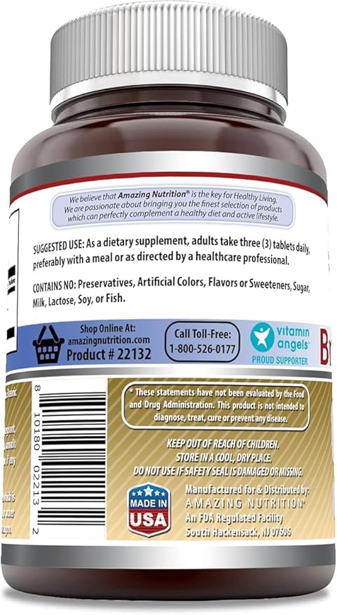 Amazing Nutrition Brewers Yeast Tablets - 7.5 Grain Capsule 500mg 240 Tablets - Supports Healthy Digestion * Promotes Heart Health