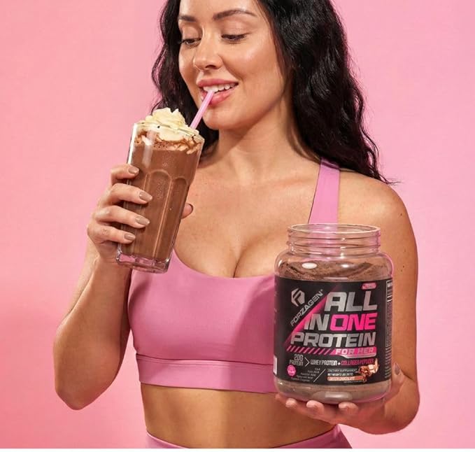 Forzagen All in One Protein for Her | Women’s Protein Powder with Multi Collagen Peptides | Hydrolyzed Collagen Supplement, Gut Health, Great for Pre & Post Workout | Dutch Chocolate, 30+ Servings