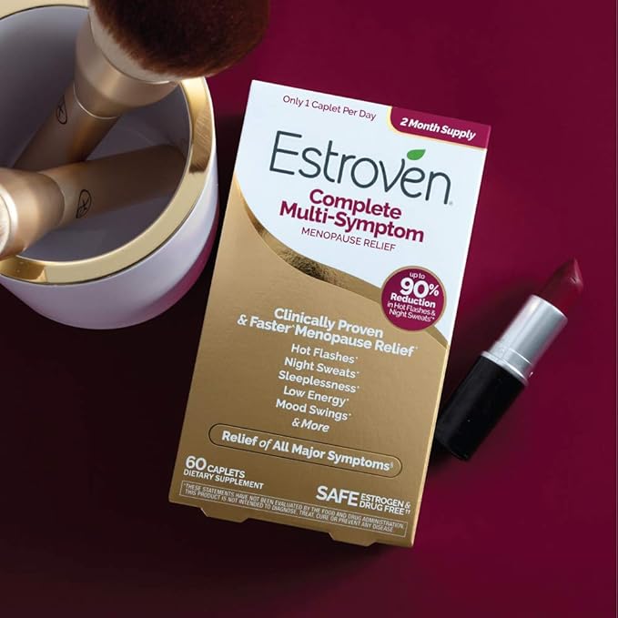 Estroven Complete Multi-Symptom Menopause Supplement for Women,28 Ct.,Clinically Proven Ingredient Provide Menopause Relief & Night Sweats & Hot Flash Relief* Drug-Free-& Non-GMO,(Pack of 2)
