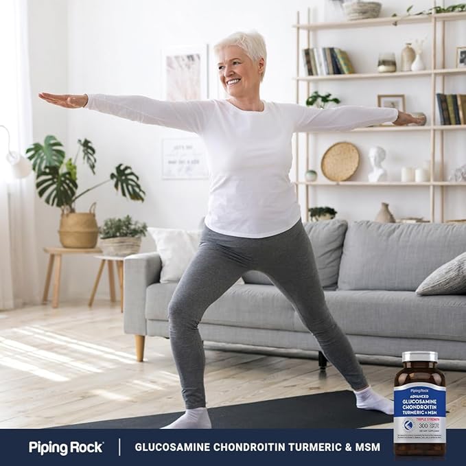 Piping Rock Glucosamine Chondroitin MSM Turmeric | 300 Caplets | Advanced Triple Strength Supplement | Non-GMO & Gluten Free