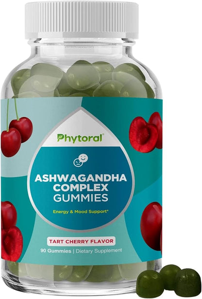 Phytoral Calming Ashwagandha Gummies for Men and Women - Root Extract with Zinc and Vitamin D - Tasty Adaptogen Stress Gummies for Adults for Energy & Mood Support - 90 Count