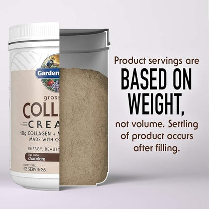 Garden of Life Grass Fed Collagen Creamer Powder - Chocolate, 12 Servings, Powder for Coffee Energy Beauty Joints, Collagen Peptides with Coconut MCTs, Keto Protein Supplements
