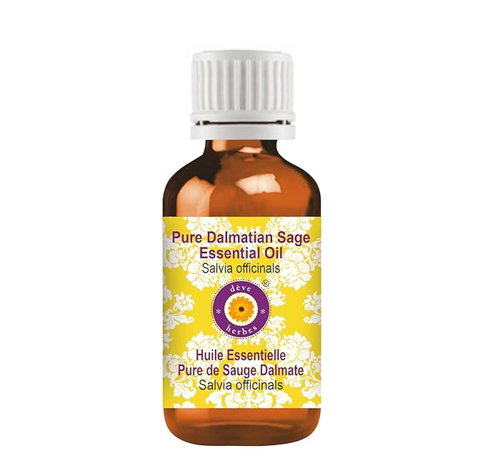 Deve Herbes Pure Dalmatian Sage Essential Oil (Salvia officinals) Steam Distilled 10ml (0.33 oz)