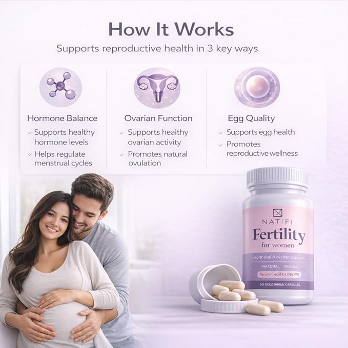 Natifi (2 Bottles Fertility Prenatal Vitamins Regulate Cycles Balance Hormones, Aid Ovulation. Conception Multivitamin for Women. 60 Caps Folic Acid, Myo Inositol, Vitex