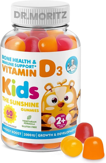 DR. MORITZ Vitamin D3 Gummies for Kids & Adults 2000 IU - High-Absorption Vitamin D Kids Gummies Supplements - Vegetarian, Immune Support D3 for Adults & Kids (60 Count)