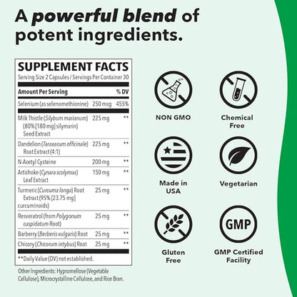 LifeSeasons Puri-T - Liver Cleanse & Detox Support Supplement - Resveratrol, N-Acetyl Cysteine, Milk Thistle, Artichoke & Turmeric - Supports Tissue Regeneration & Healthy Bile Flow - 60 Capsules